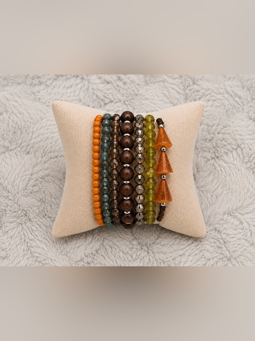 Boho Multi-Strand Beaded Wrap Bracelet – Earth Tone & Turquoise Accent